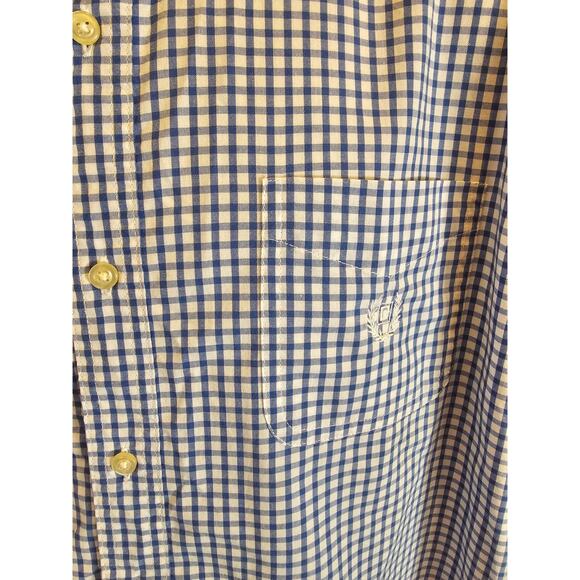 Chaps Easy Care size XL Blue checks Men short sleeve no iron casual button up ^ - Picture 3 of 7